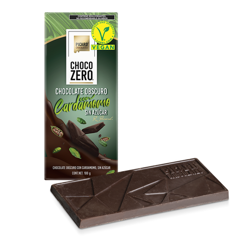 Barras de chocolate obscuro sin azúcar sabor cardamomo