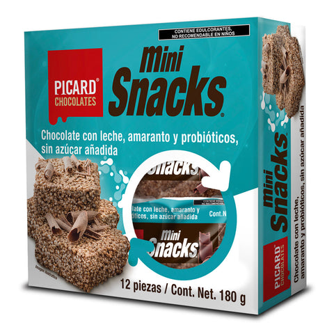 Mini Snacks® de Chocolate con Leche Sin Azúcar y Probióticos