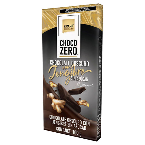 Barra de Chocolate Obscuro Sin Azúcar con Jengibre