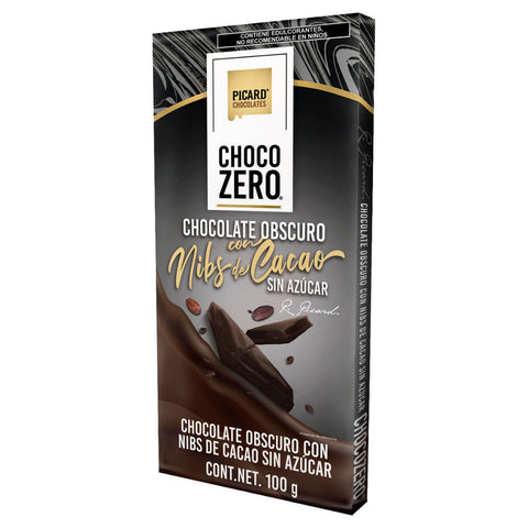 Barra de Chocolate Obscuro Sin Azúcar con Nibs de Cacao