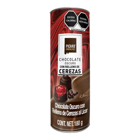 Tubo Chocolate Obscuro con Relleno de Cerezas al Licor