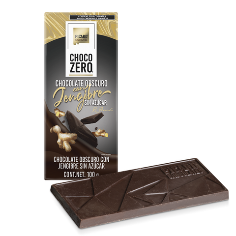 Barra de Chocolate Obscuro Sin Azúcar con Jengibre