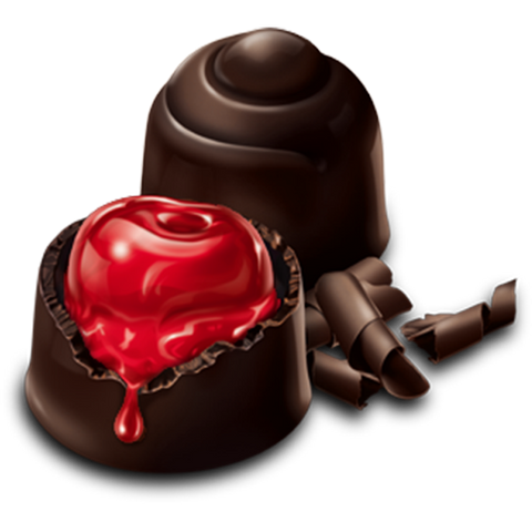 Tubo chocolate obscuro con relleno de cerezas al licor