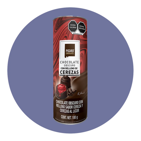 Tubo Chocolate Obscuro con Relleno de Cerezas al Licor