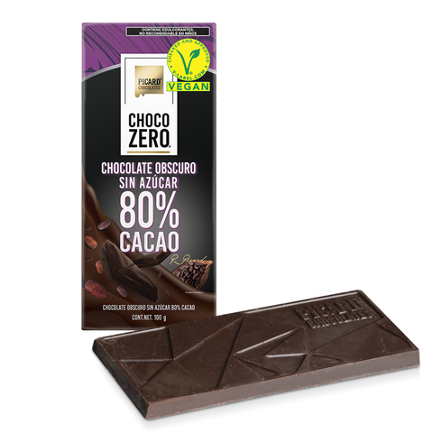 Barra de Chocolate Obscuro Sin Azúcar 80% Cacao