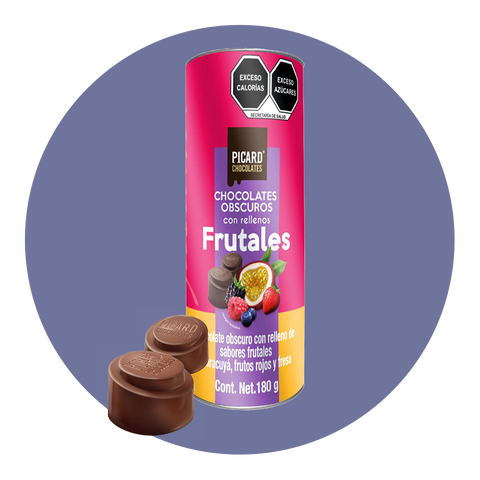 Tubo de Chocolate Obscuro con Rellenos Frutales