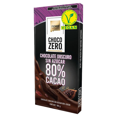 Barras de chocolate obscuro sin azúcar 80% cacao