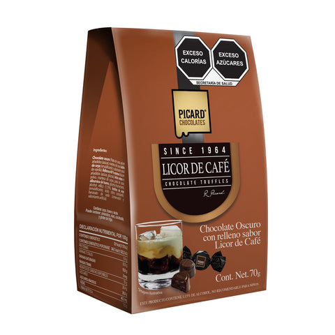 Pirámide de Chocolate Obscuro con Relleno Sabor Licor de Café