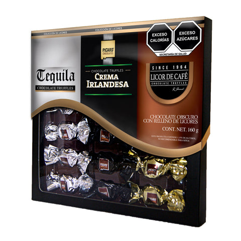 Estuche de Chocolate Obscuro con Relleno de Licores Surtidos