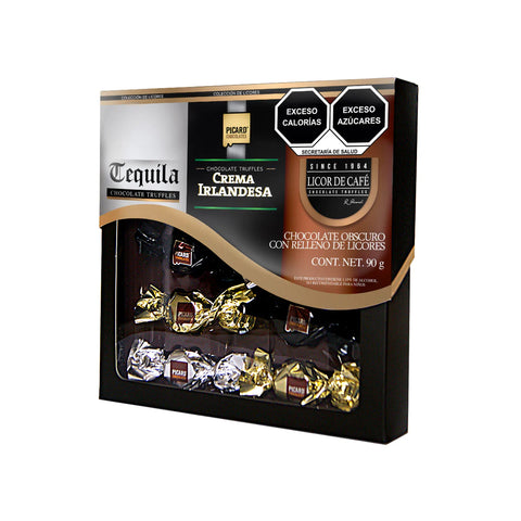 Estuche de Chocolate Obscuro con Relleno de Licores Surtidos