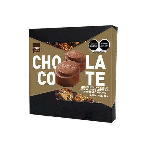 Estuche de Chocolate con Leche y Relleno Suave de Chocolate Obscuro