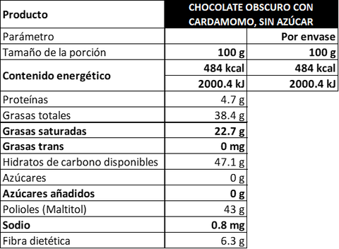 Barra de Chocolate Obscuro Sin Azúcar 80% Cacao