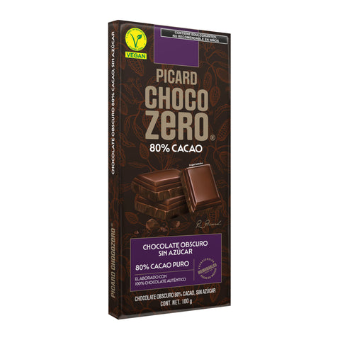 Barra de Chocolate Obscuro Sin Azúcar 80% Cacao