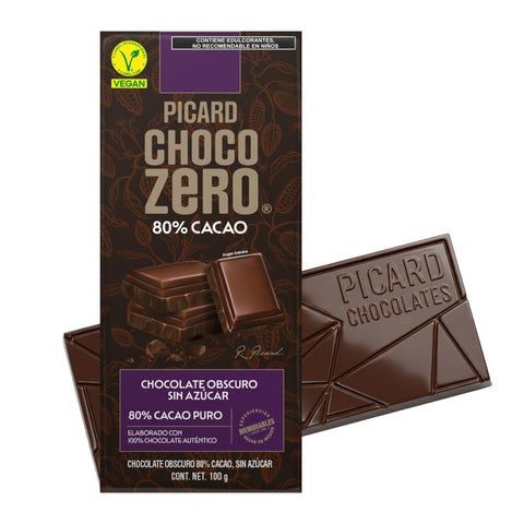 Barra de Chocolate Obscuro Sin Azúcar 80% Cacao
