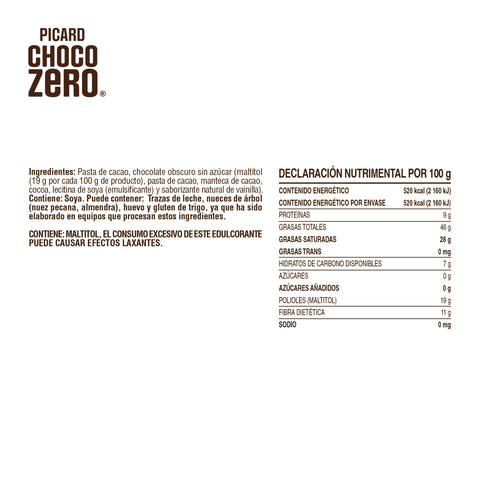 Barra de Chocolate Obscuro Sin Azúcar 80% Cacao
