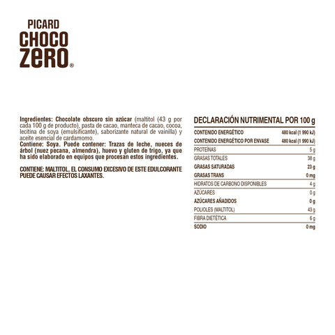 Barra de Chocolate Obscuro Sin Azúcar con Cardamomo