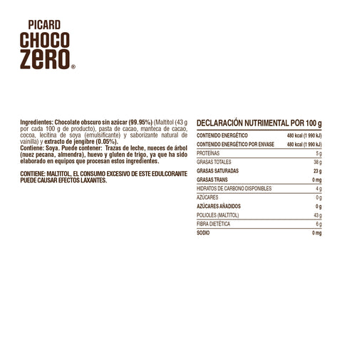 Barra de Chocolate Obscuro Sin Azúcar con Jengibre