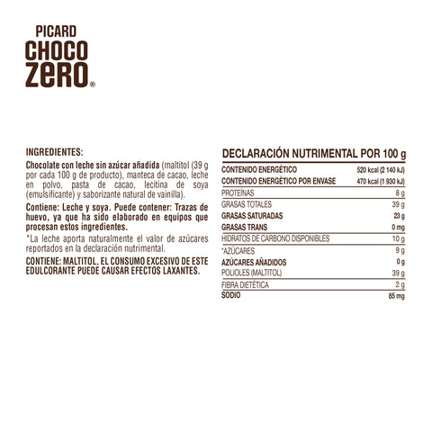 Estuche de Chocolate con Leche Sin Azúcar Chocozero®