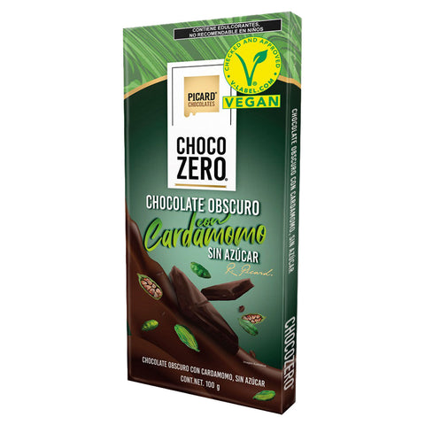 Barras de chocolate obscuro sin azúcar sabor cardamomo