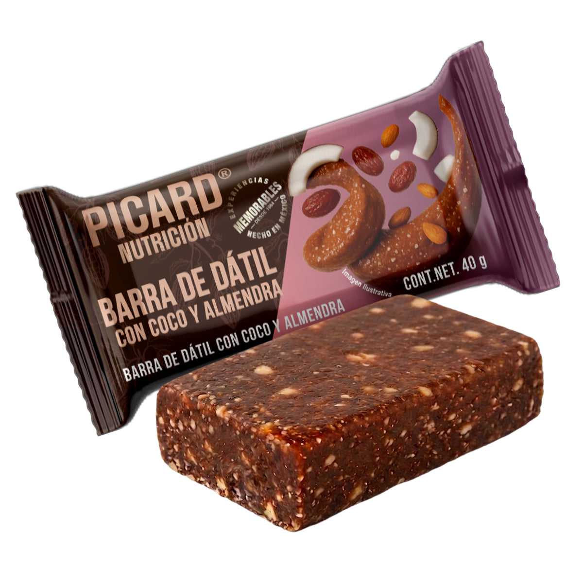 Barra Dátil 40 g Picard Nutrición – Picard Chocolates México