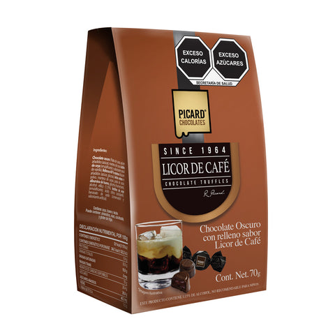 Pirámide de chocolate obscuro con relleno sabor licor de café