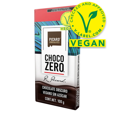 Barra de chocolate obscuro vegano sin azúcar
